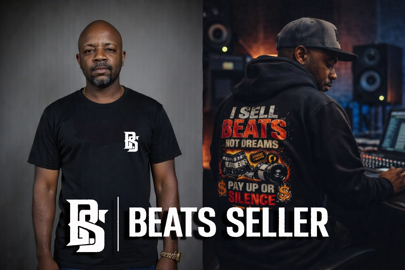 Caribbean music producer in studio with recording console and guitars — beatmaker style guide